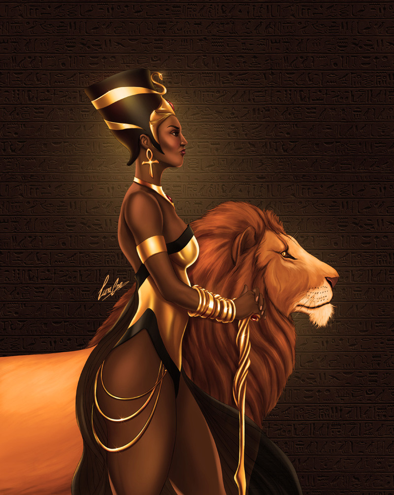 ArtStation - African Queen with her lion