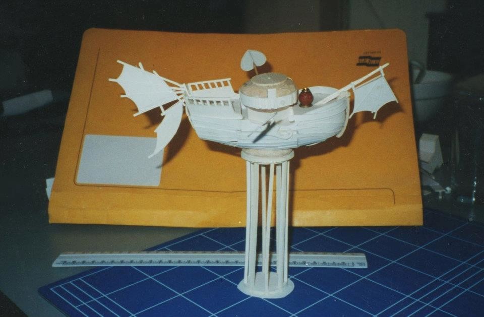 Small flying Ship maquette, the centre-piece of a themed casino in The Netherlands.