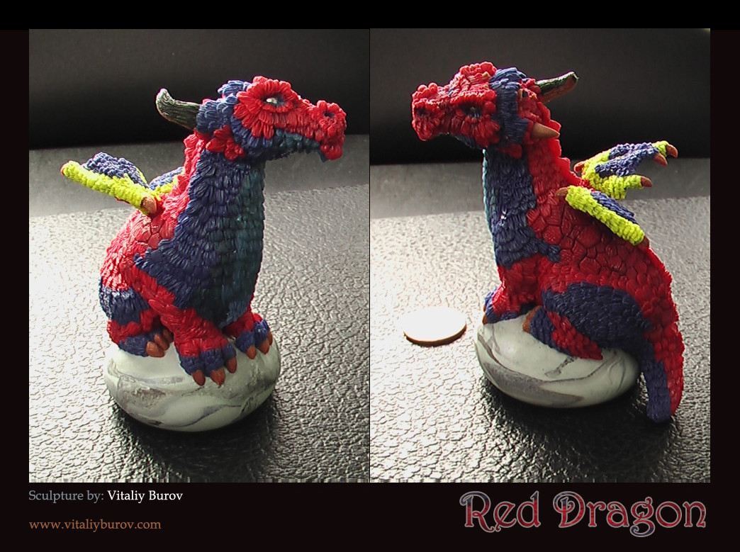 "Red Dragod" - The figurine is made from self adhesive Plasticine