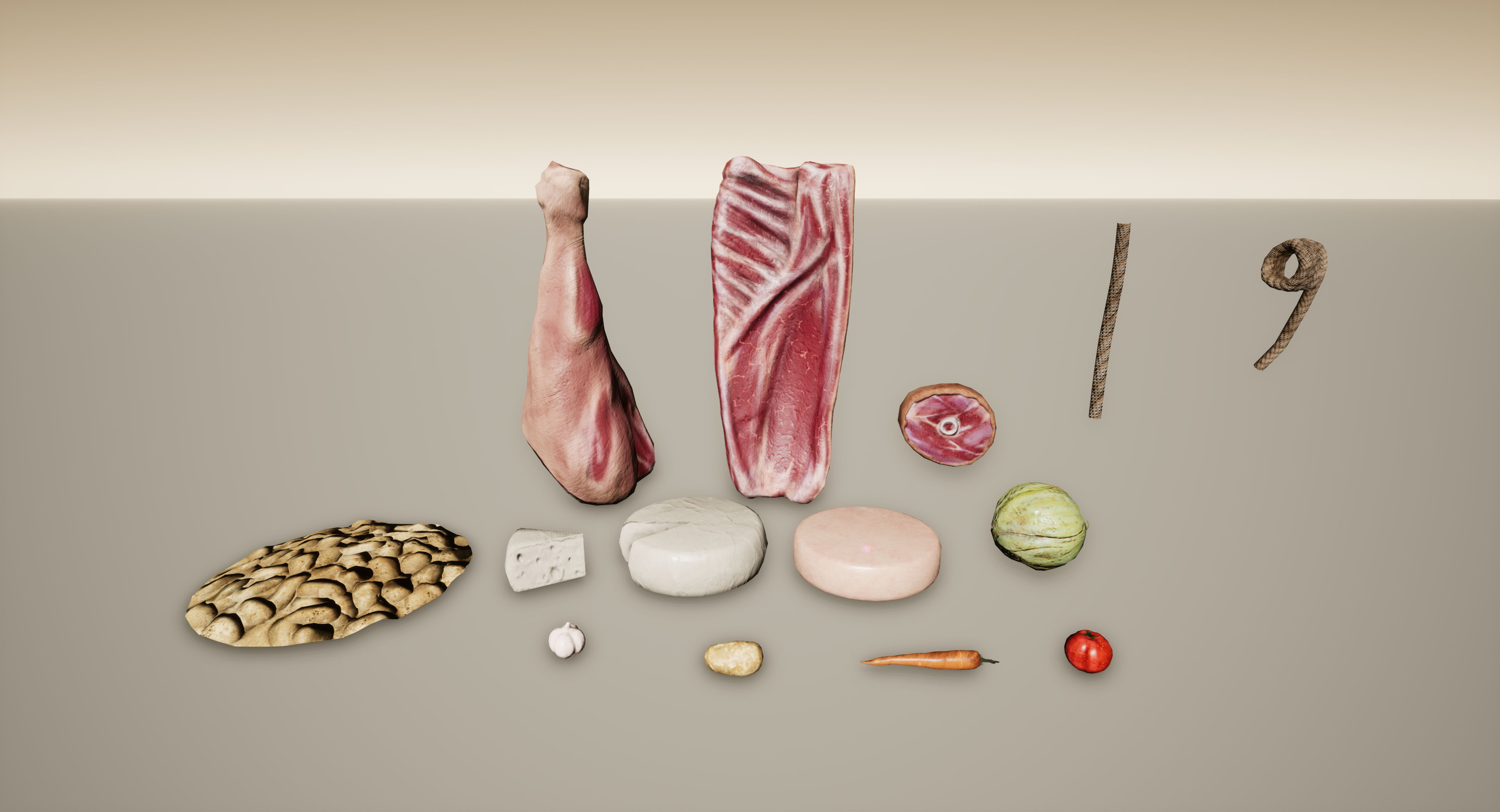 Closer shot of some smaller props. Used a lot of instancing and textures to add variation.