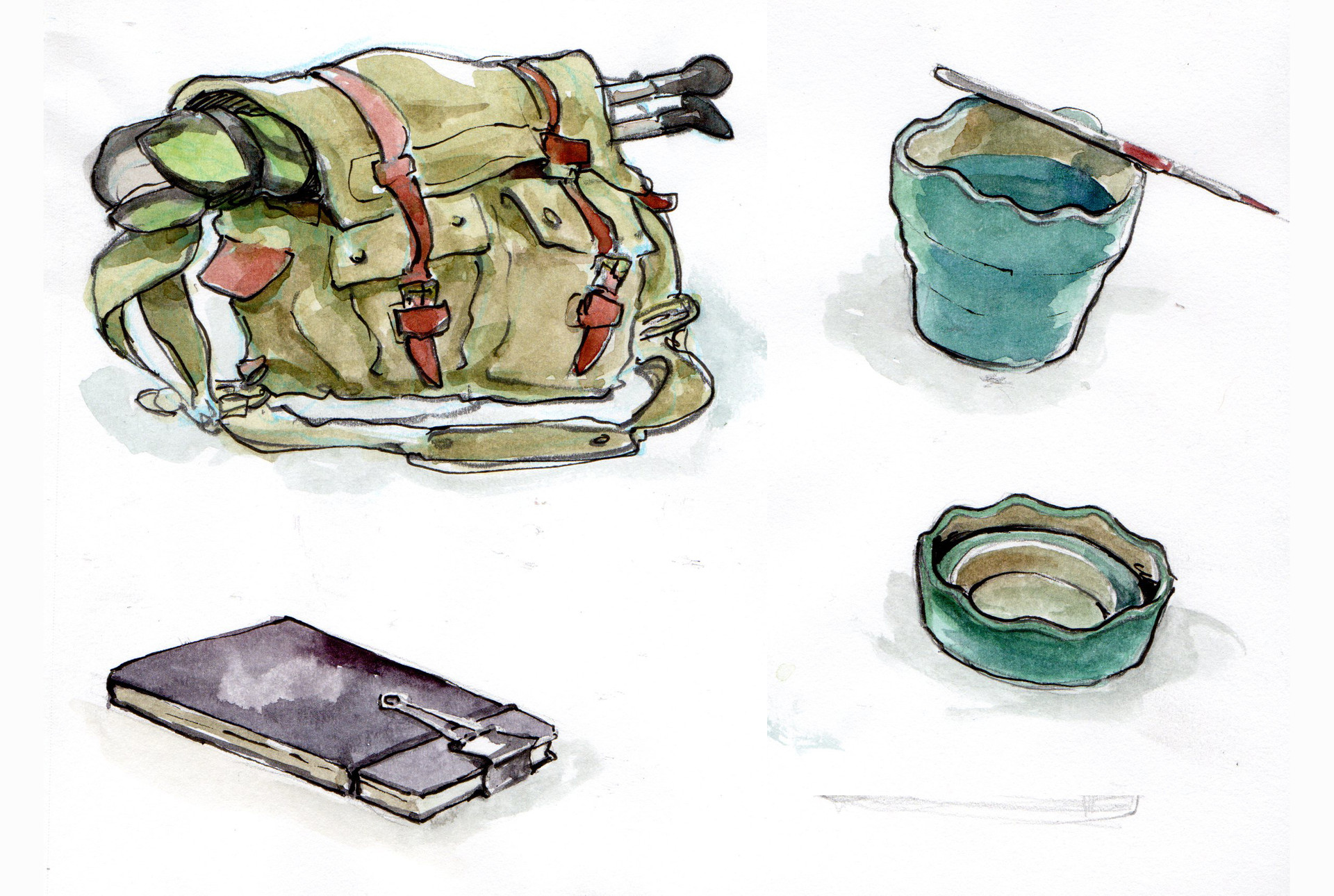 Colin Campbell Watercolor Studies Of My Travel Sketch Kit