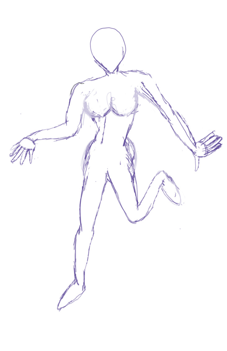 Female cartoon sketch (Second Phase Outline)