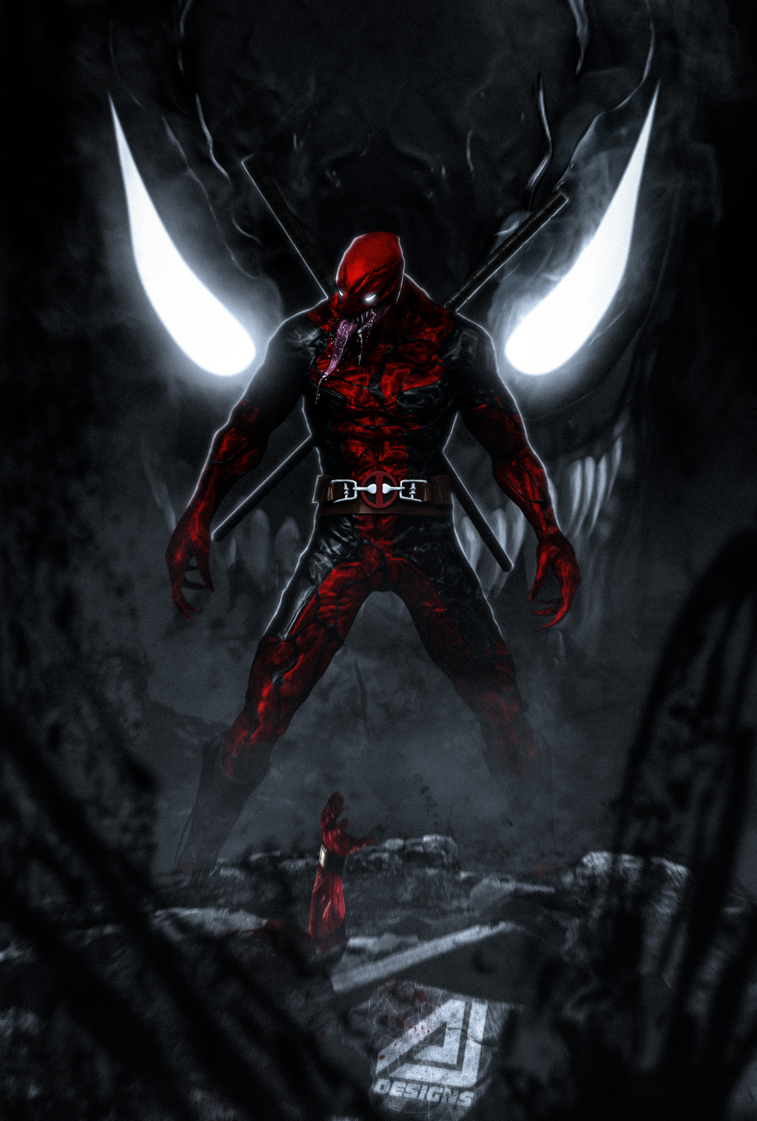 photo Venompool Deadpool Venom Wallpaper artstation venom x deadpool aj designs