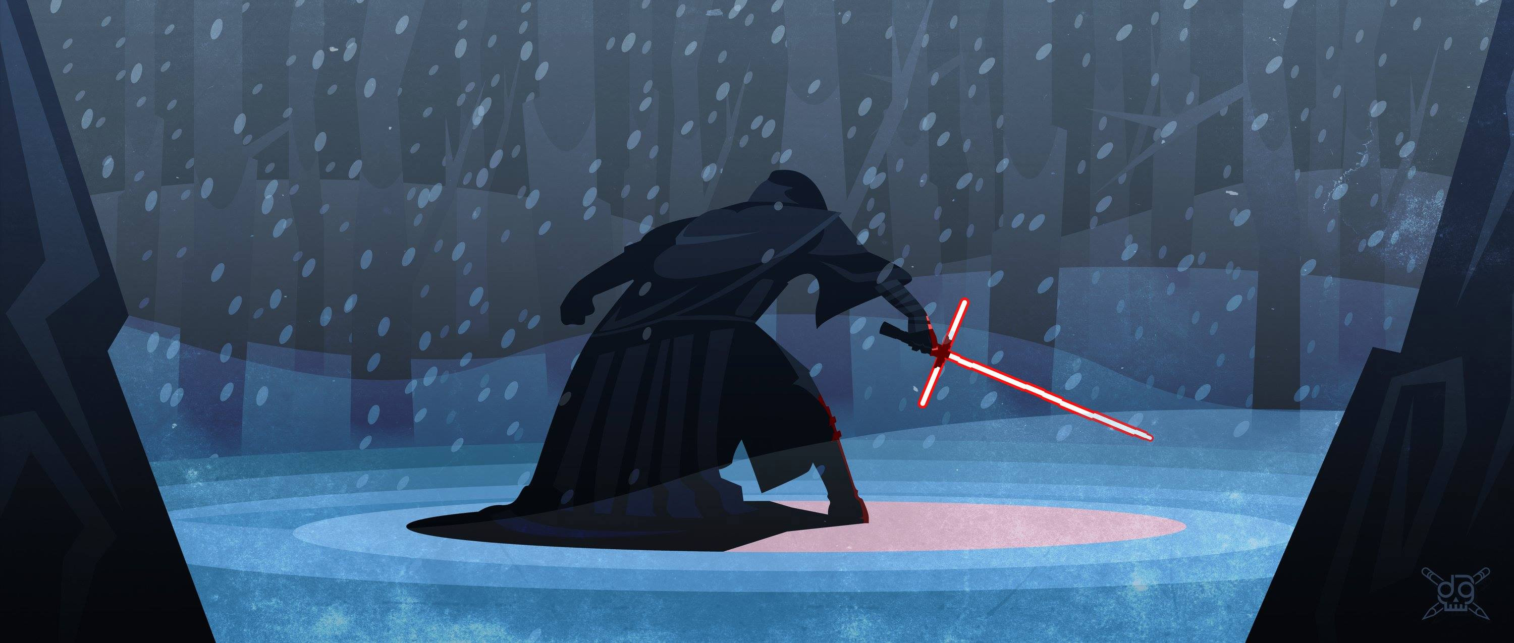 Kylo Ren in the forest vector illustration