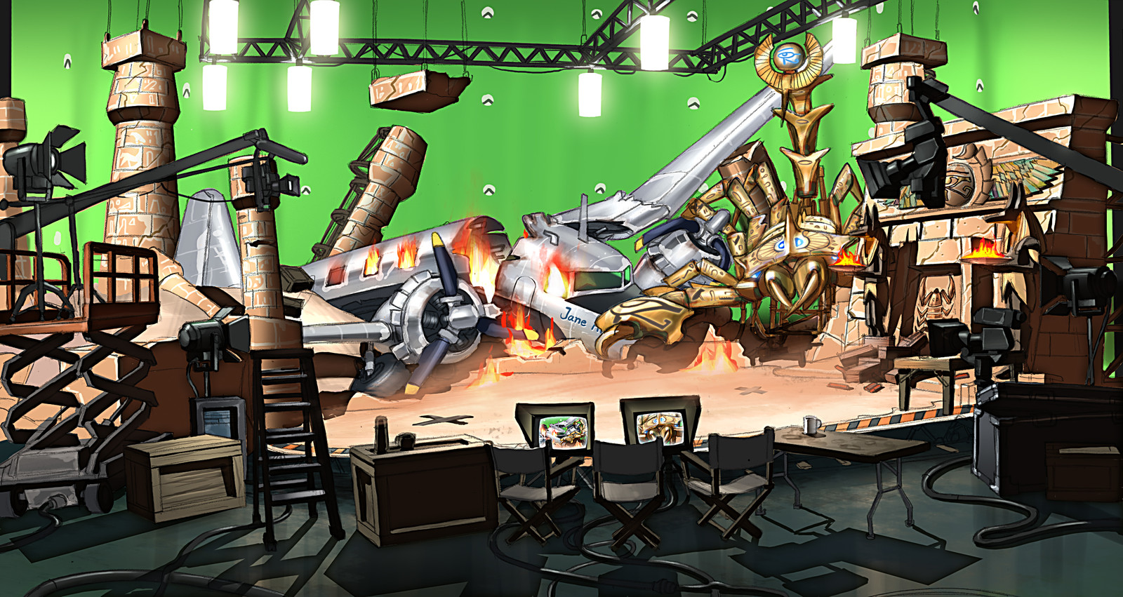 A film set arena, suitably trashed!