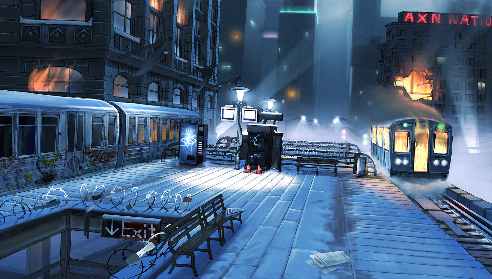 A paintover of assets by the production team