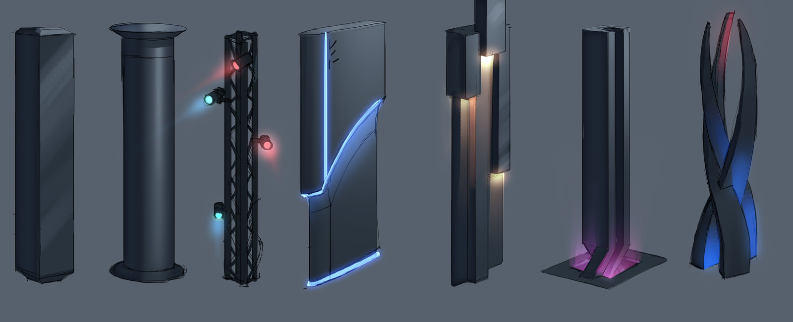 Pillar variants for a club arena