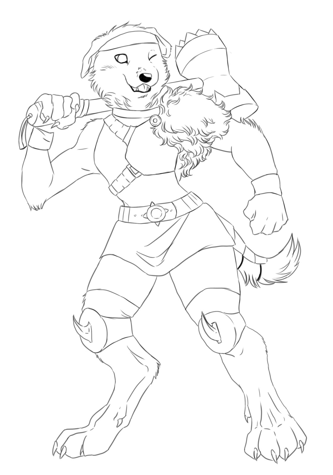 Frontal view of the character (lineart)