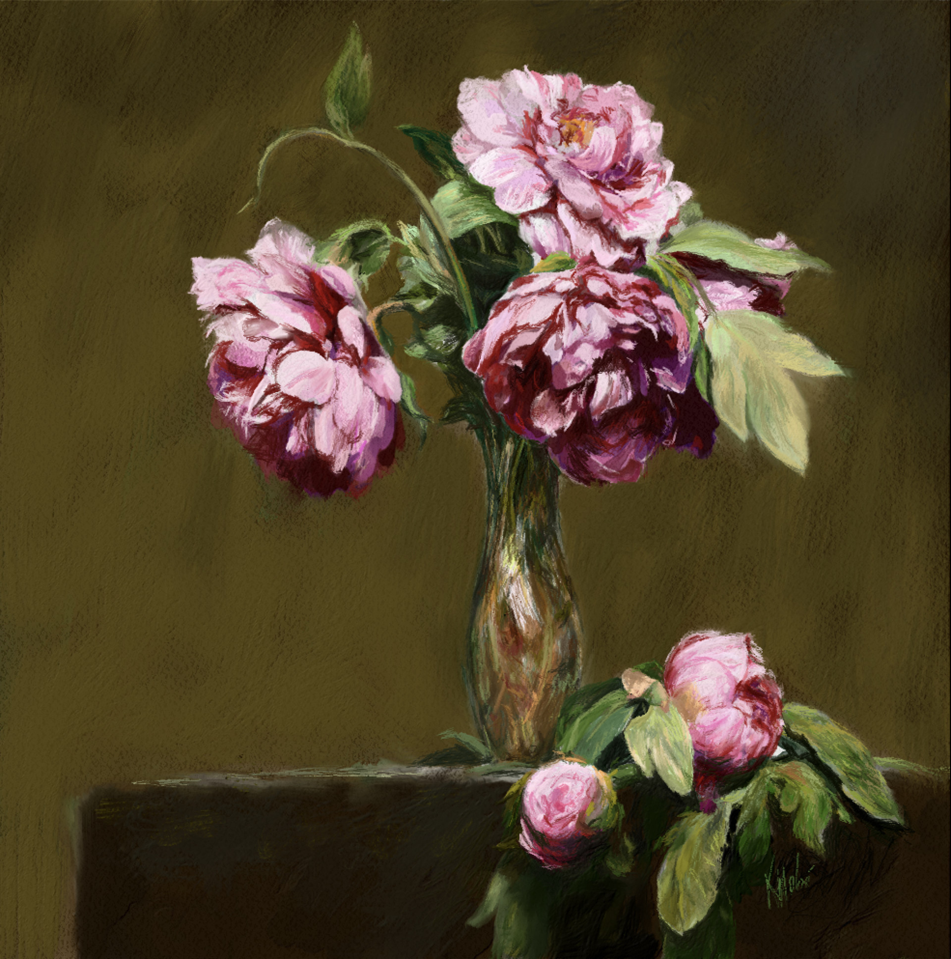 Artstation Red Peonies Digital Painting Study J Corbeil