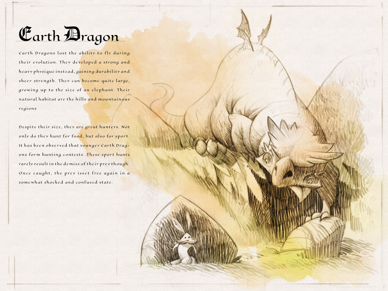Page one of the  Dragon Compendium showing and describing the Earth Dragon