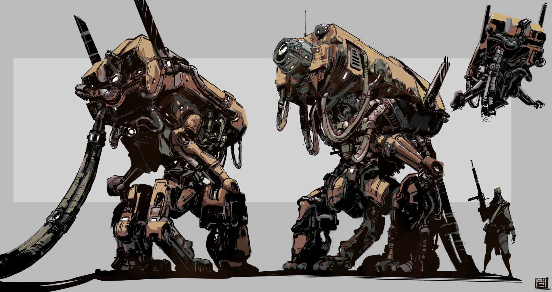 Робот мусорщик. Роботы пауки Mecha. Концепт арты Mech.