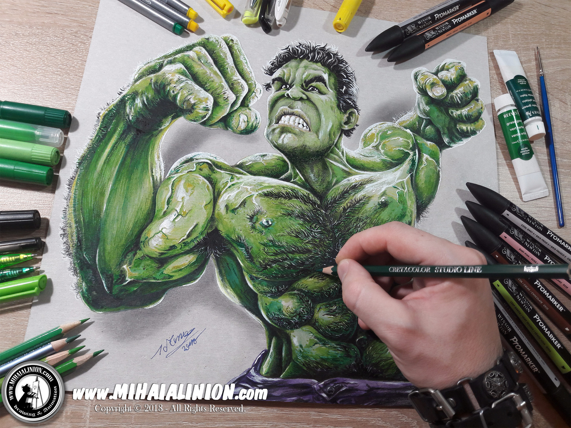 Mihai Alin Ion Drawing The Incredible Hulk Bruce Banner Mark Ruffalo Inspired Realistic 3d Comics Art