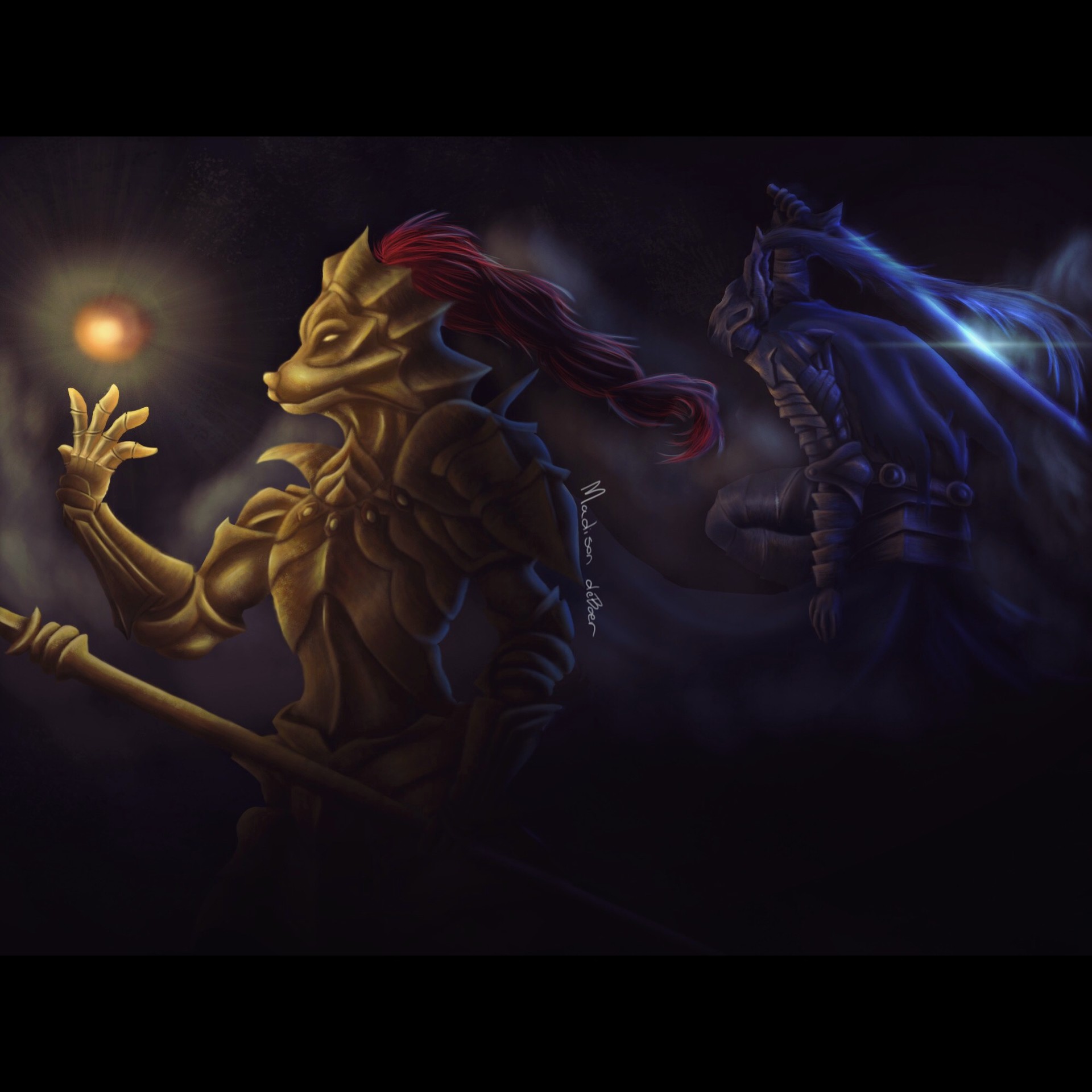 Dragon Slayer Ornstein vs. Knight Artorias by KeiraHarcourt on ...