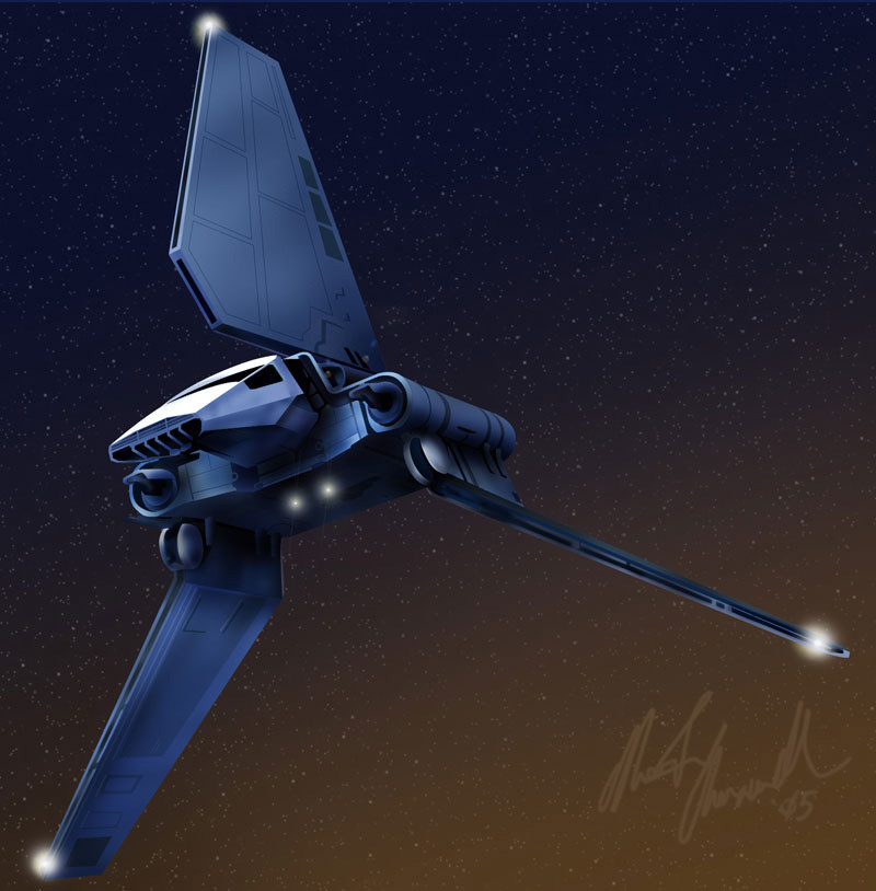 Imperial shuttle, drawn in Adobe Illustrator and colored in Photoshop