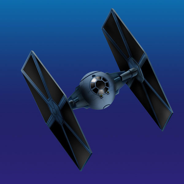 TIE fighter, drawn in Adobe Illustrator and colored in Photoshop