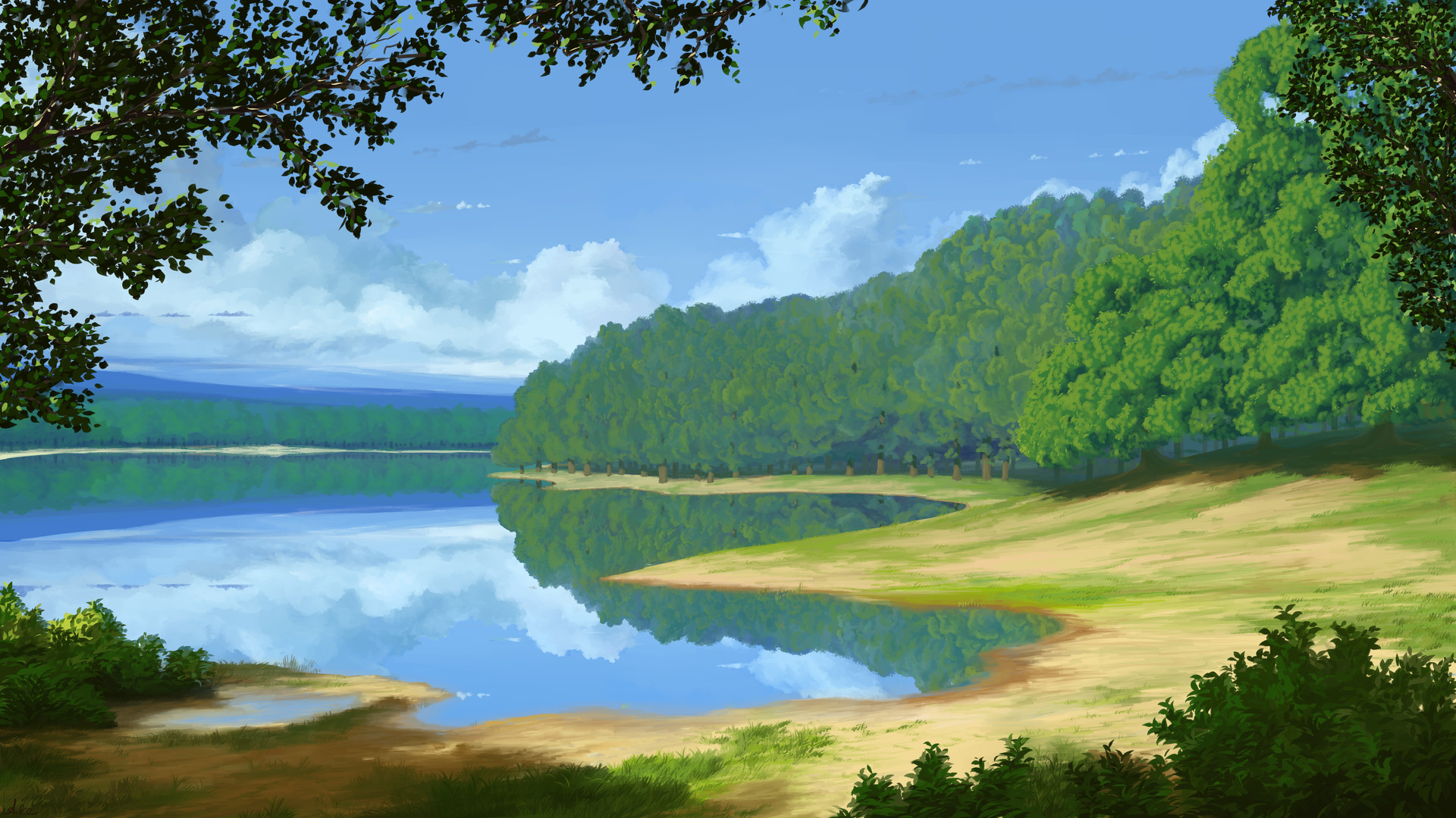 Рисунок реки озера или моря