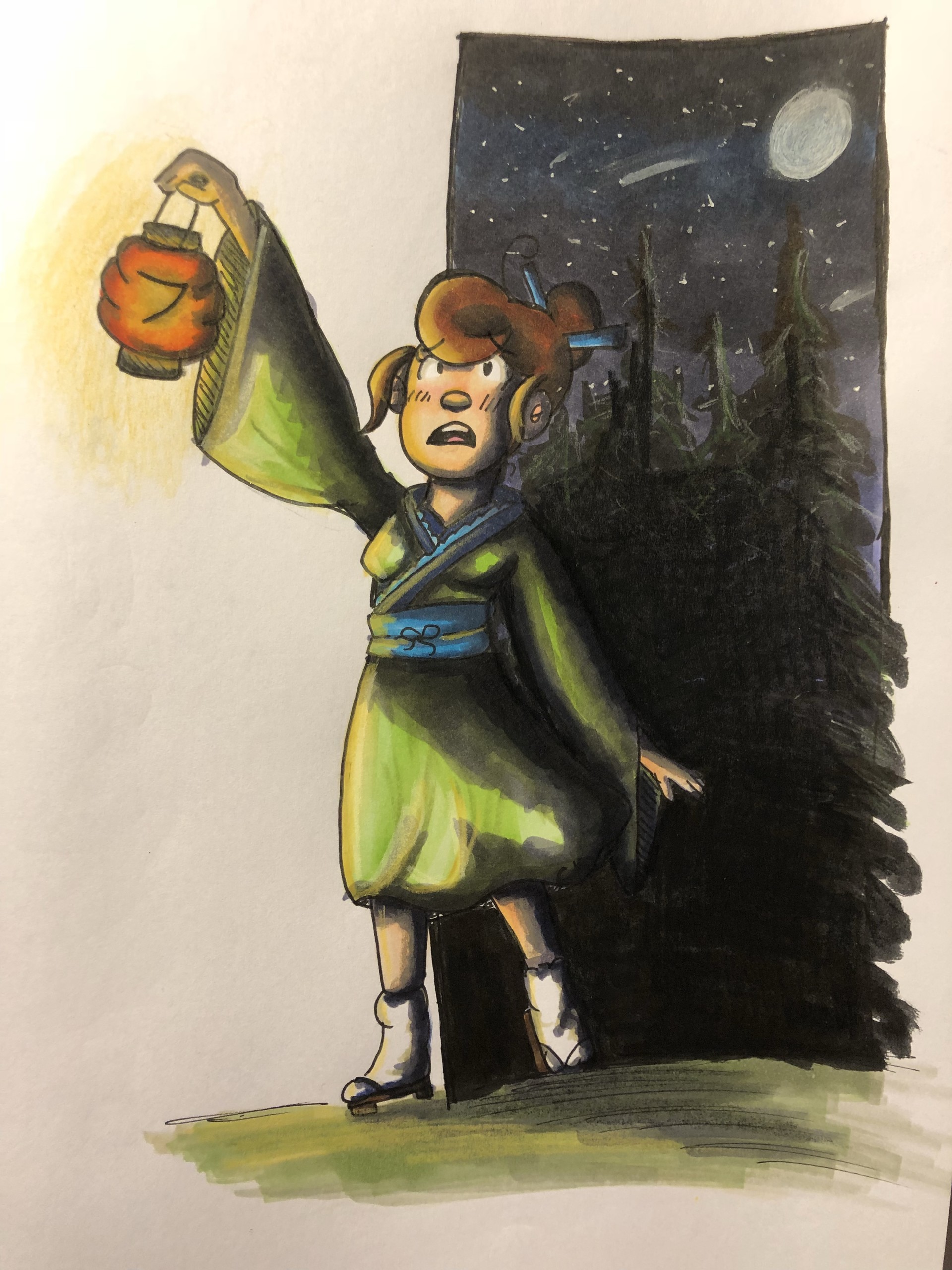 Christina Krivenkoff Lantern In The Dark Forest Line by line tutorial for drawing forest backgrounds. lantern in the dark forest