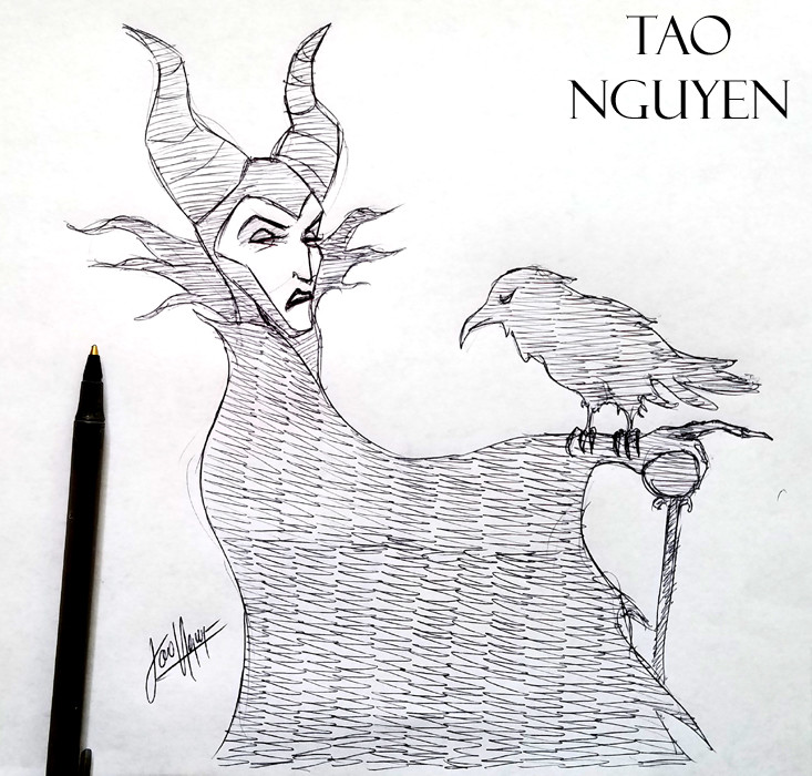 Maleficent | Disney - Signed ORIGINAL Drawing by Tom Hodges (1/1) |  Pristine Auction