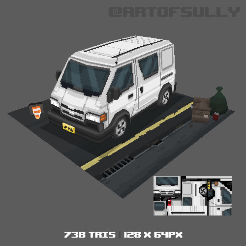 3D Pixel-Art Van (Commission)