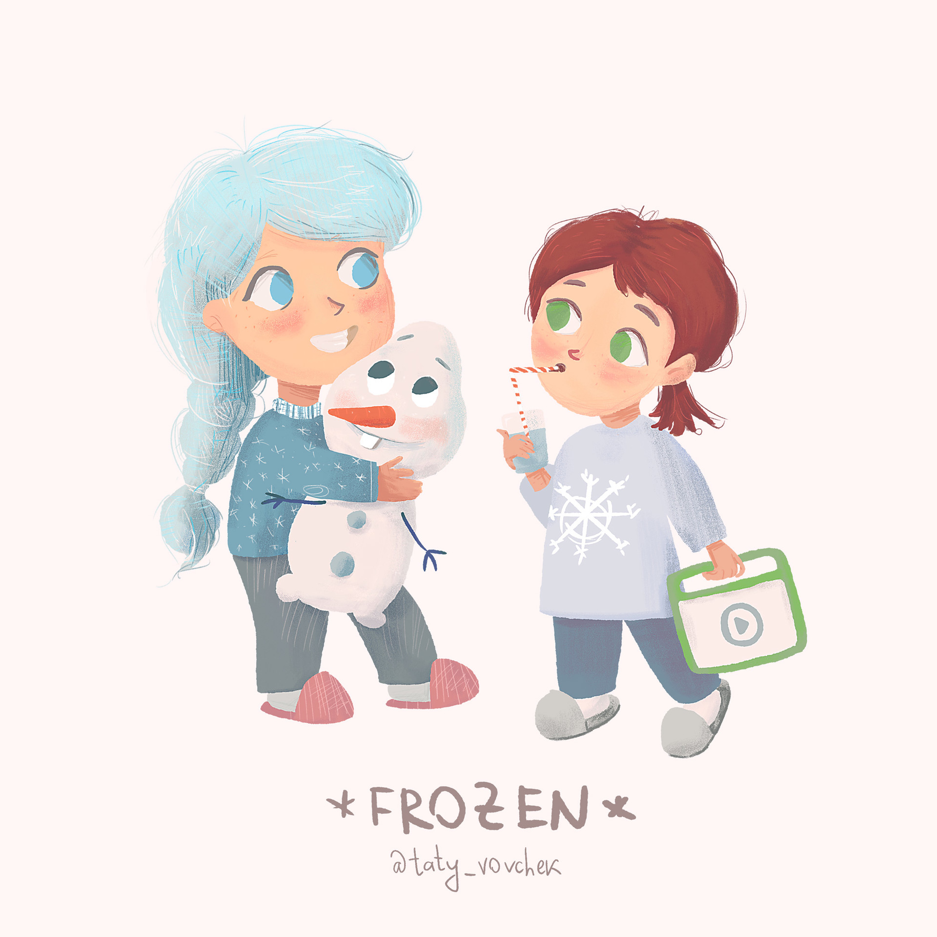 Artstation Elsa And Anna From Frozen As Little Girls Going