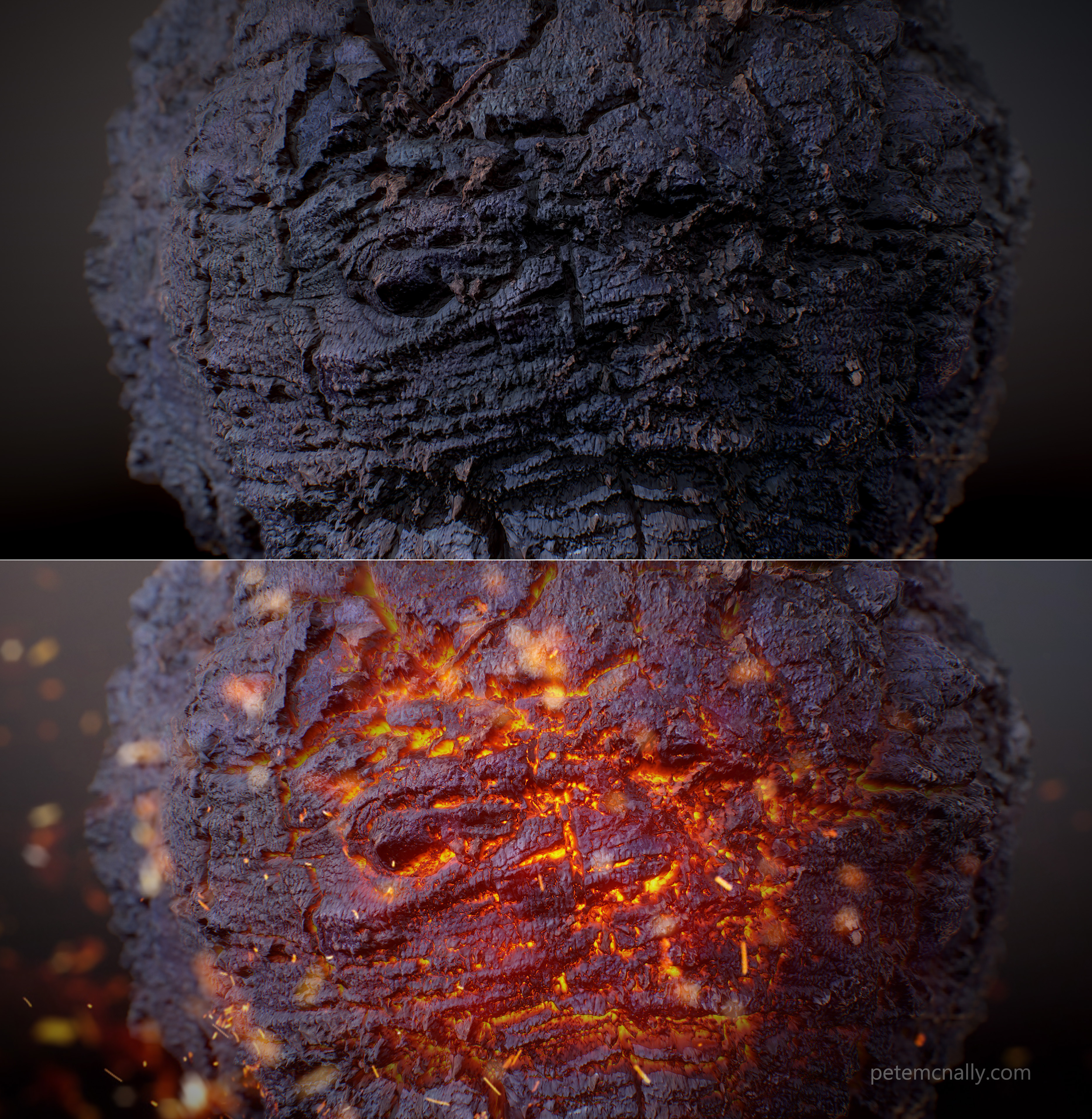 Top: Initial test
Bottom: Still burning embers