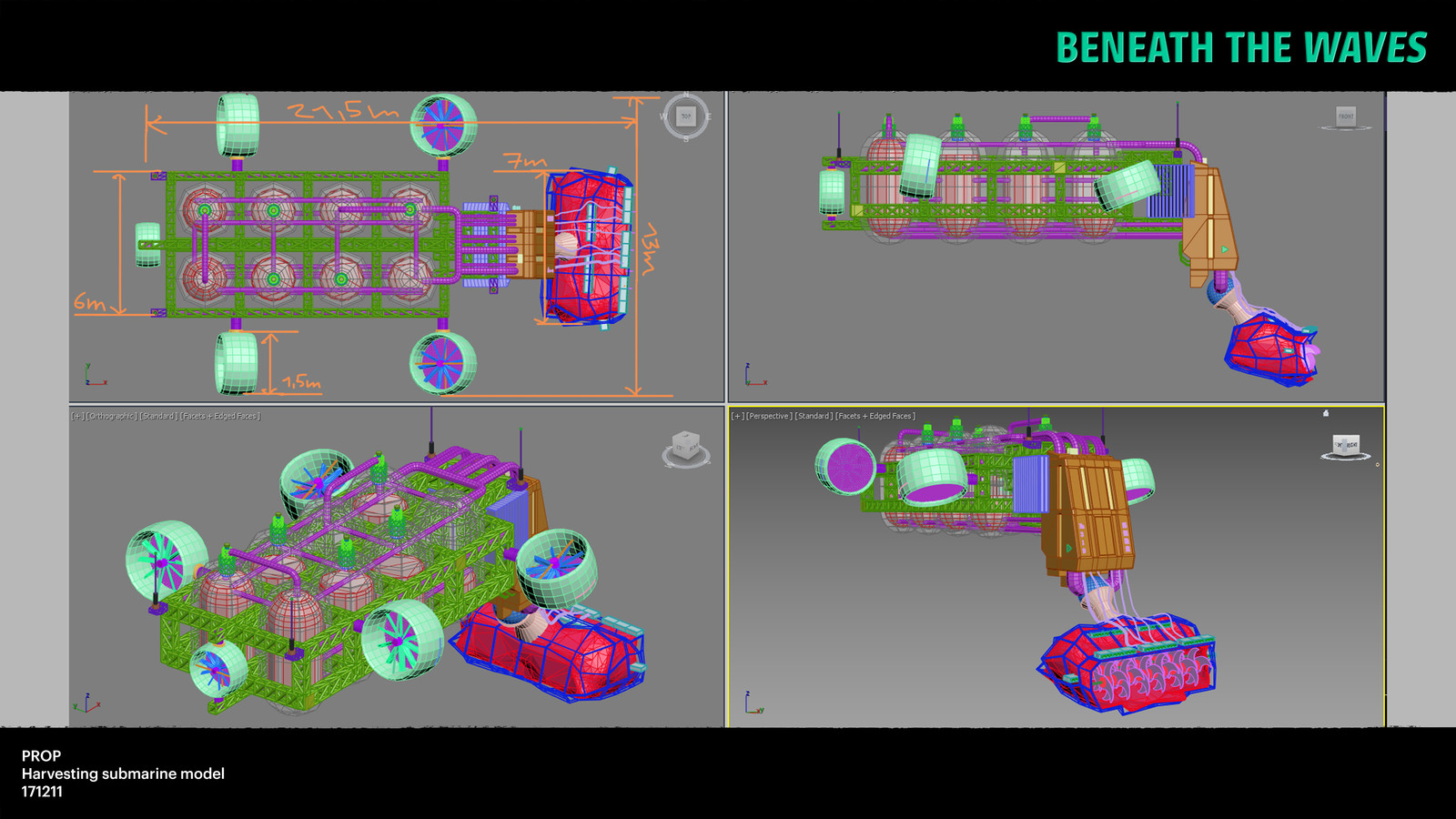 Viewport screenshot of the harvesting submarine.