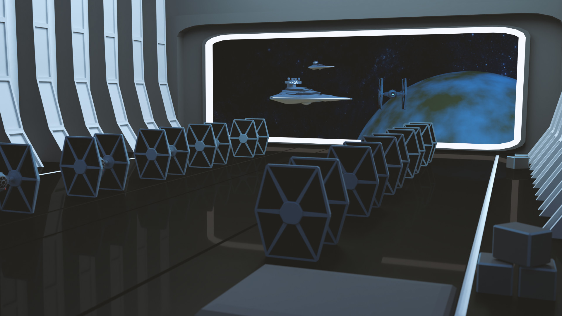 Victor BitesizeCG Low Poly Tie Fighter Hangar