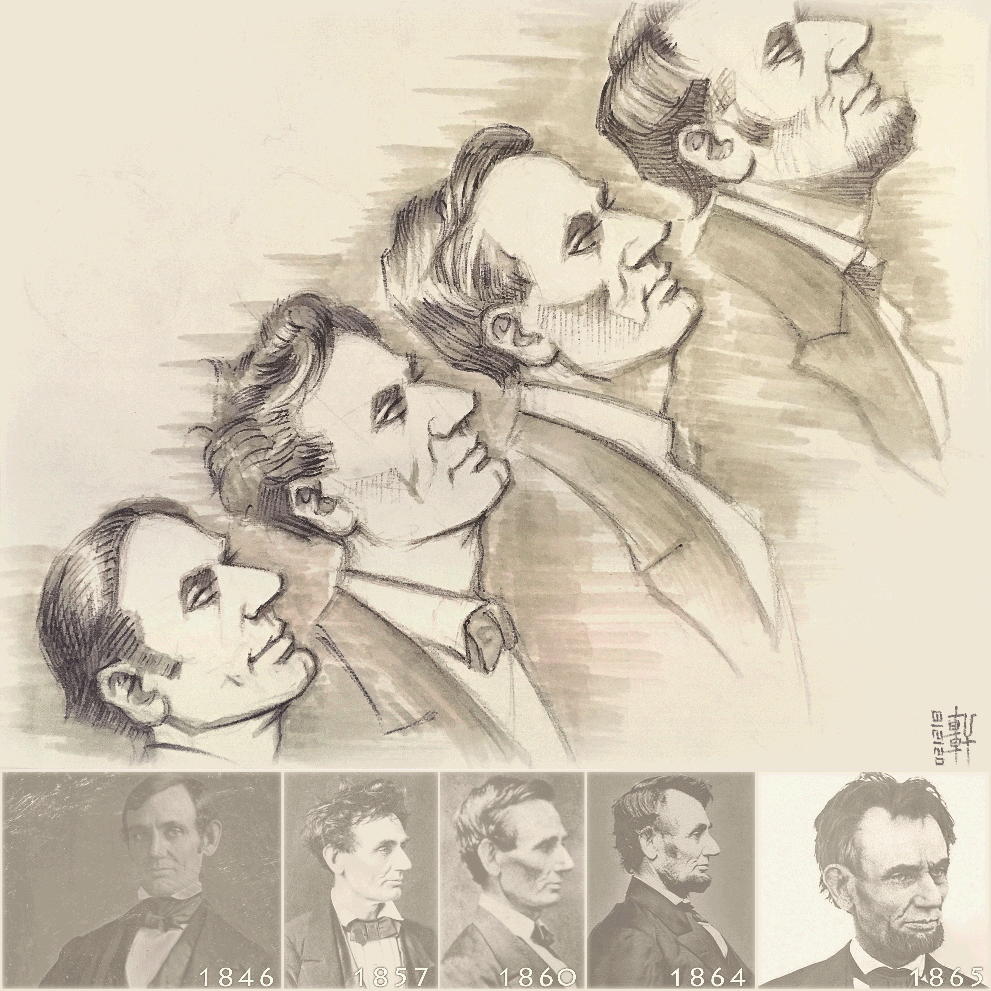 Day #15,145 - Abraham Lincoln in 4 Stages
