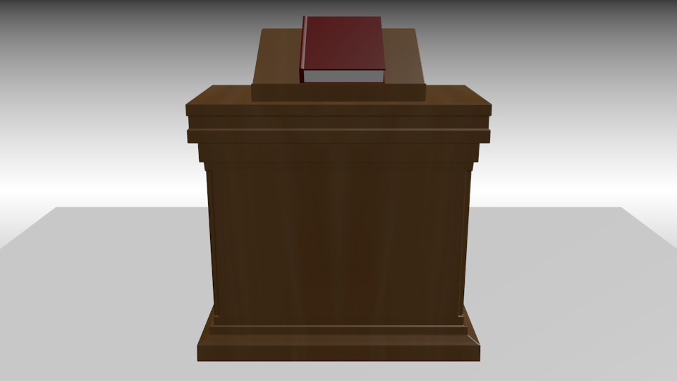 Front view of podium with book.