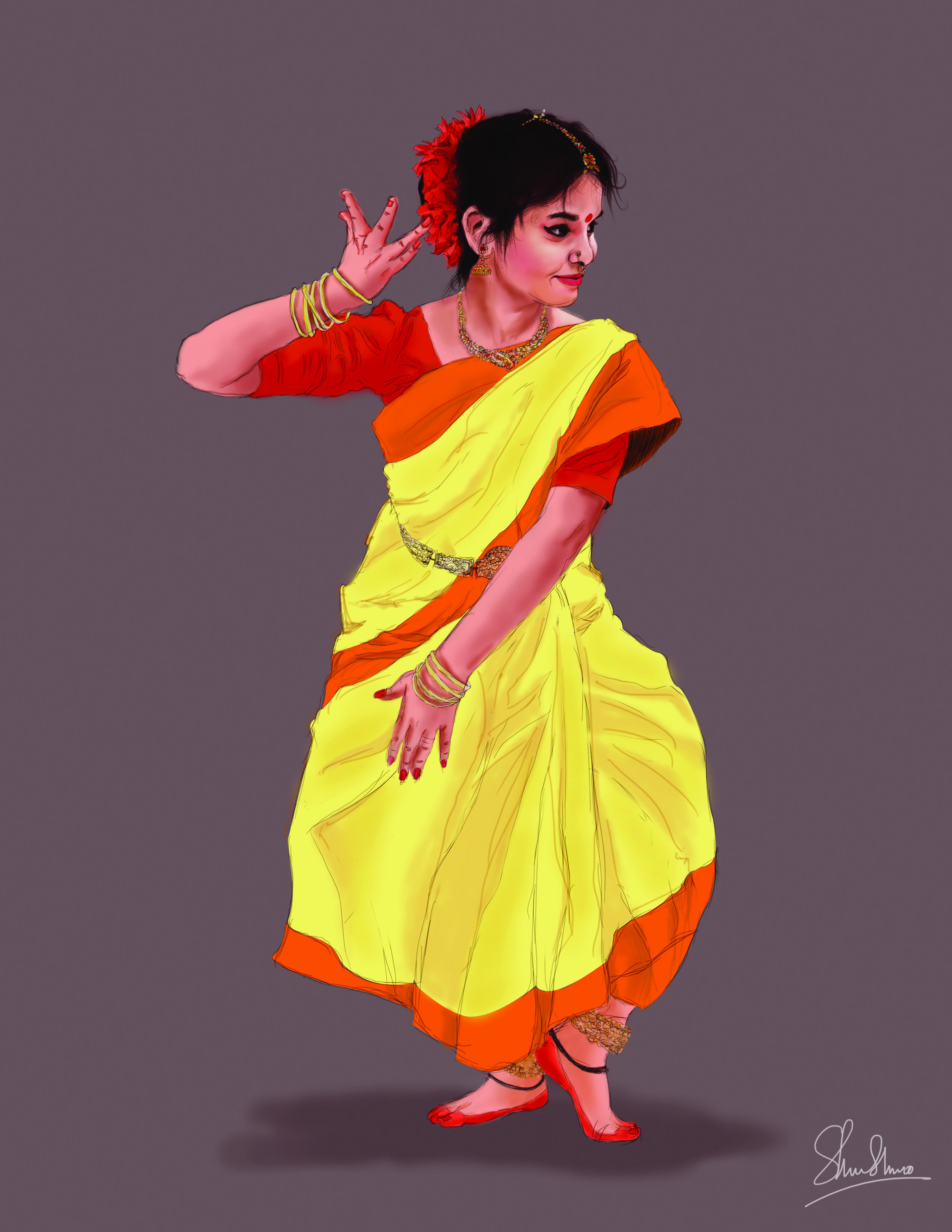 Artstation Classical Dance Digital Painting Shubhro Kundu