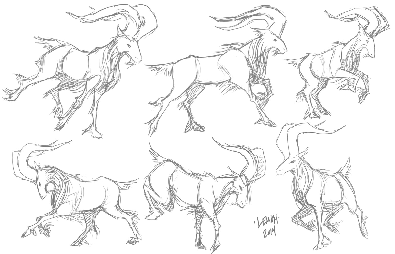 I used reference of horses to do some drawing studies. Fortunately, I have family living on a horse farm.