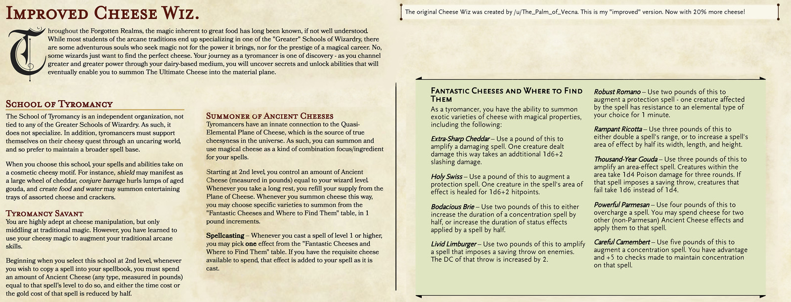 Artstation School Of Tyromancy D D 5e Chris Blendermann It's a horribly formatted book that does not align with 5e. tyromancy d d 5e chris blendermann