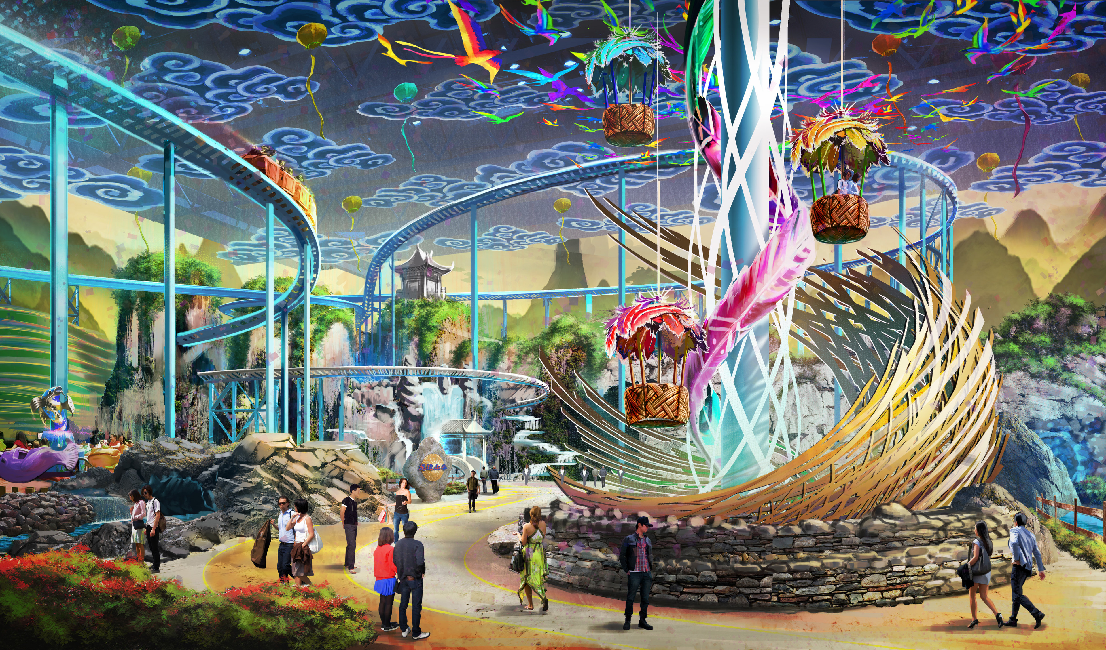 Parachute tower theming