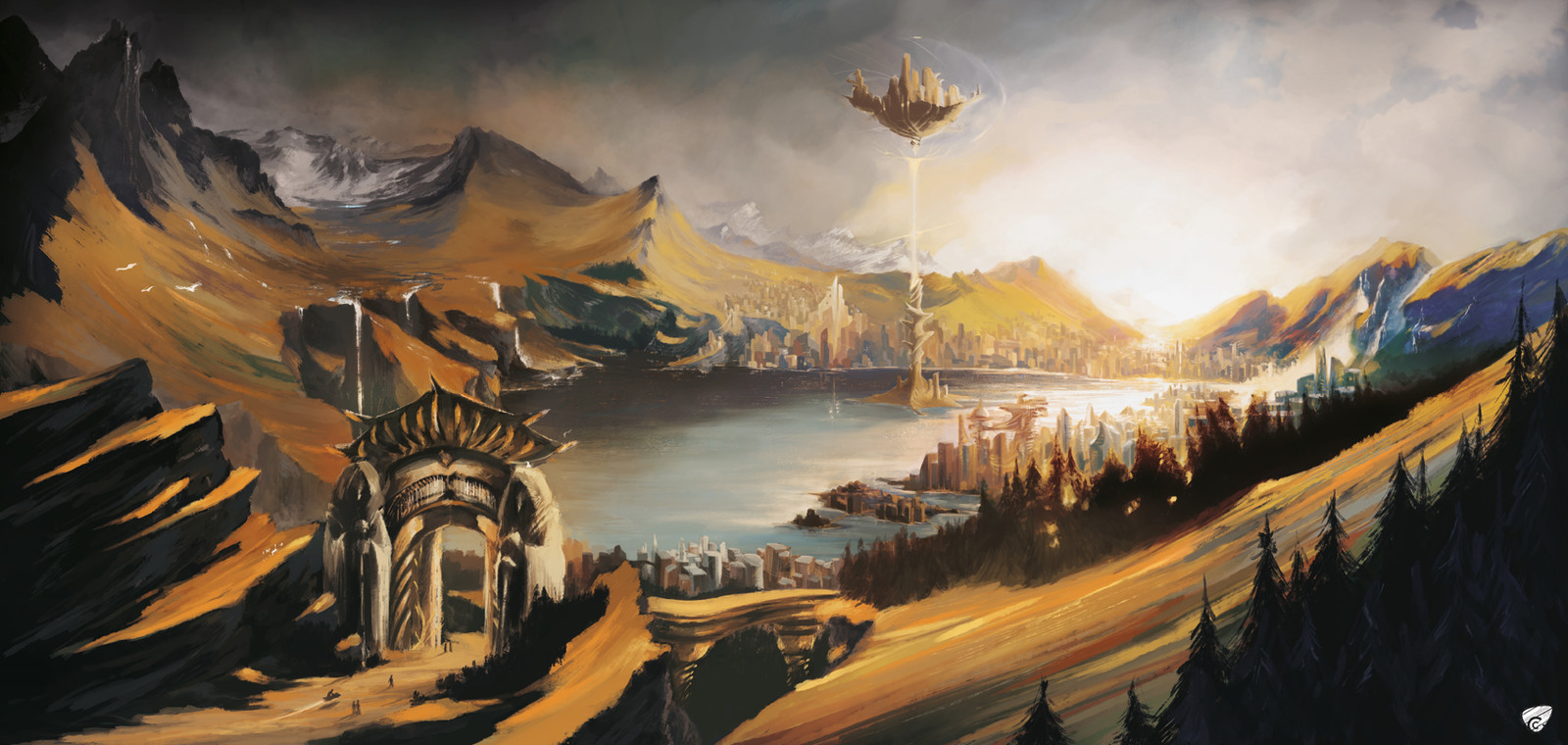 A city built in a giant crater.