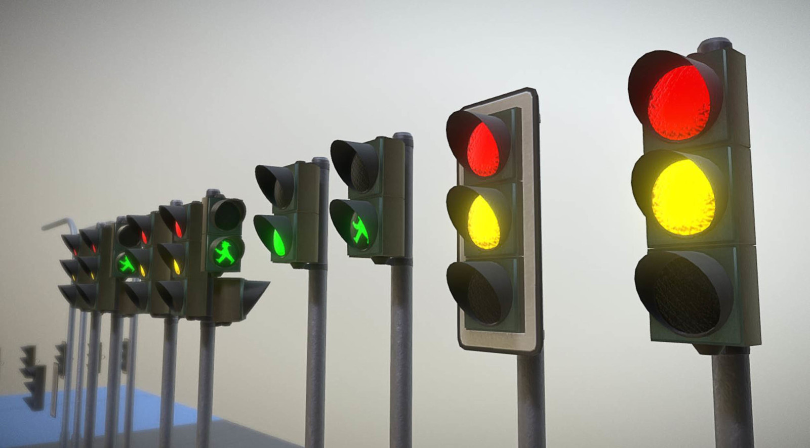 Animated traffic light.