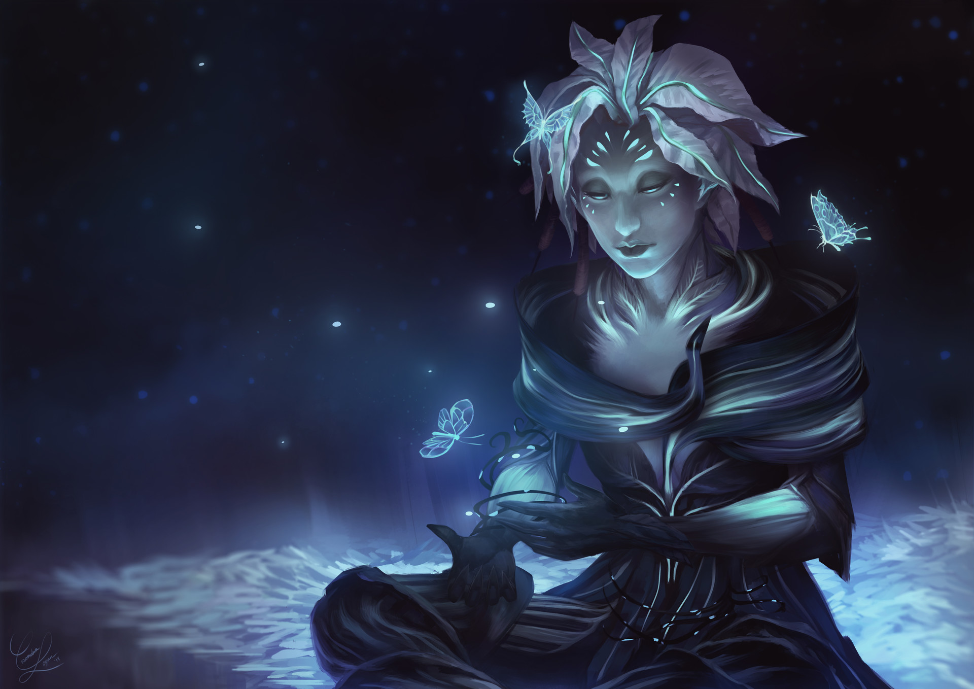 Fan Art of the Sylvari Caithe, from Guild Wars 2. This piece took too long ...