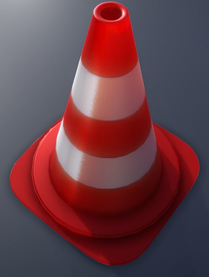 Traffic cones low poly pylons.
912 triangles.