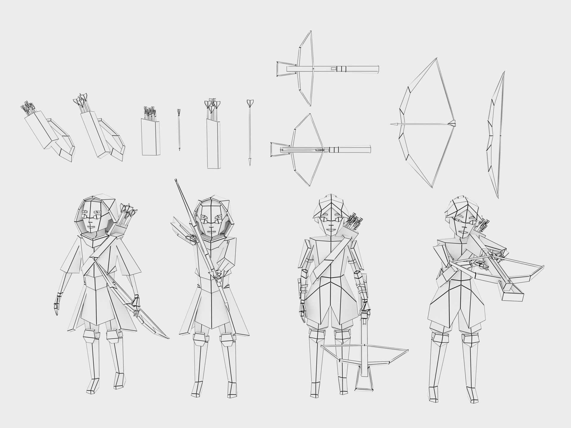 Artstation Low Poly Archers Mary Mychko