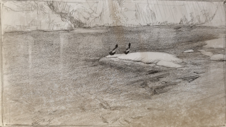 Thumbnail sketch done on location