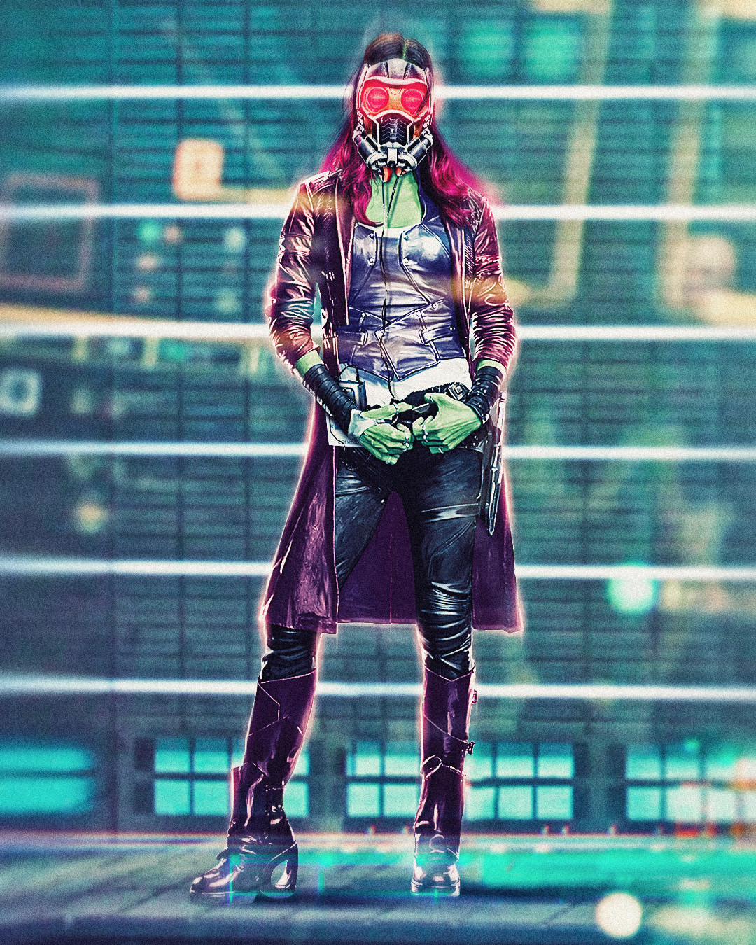 Gamora with Star-Lord's mask