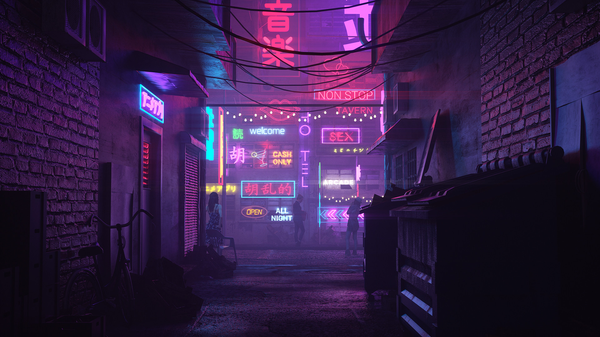 Cyberpunk neon light фото 52