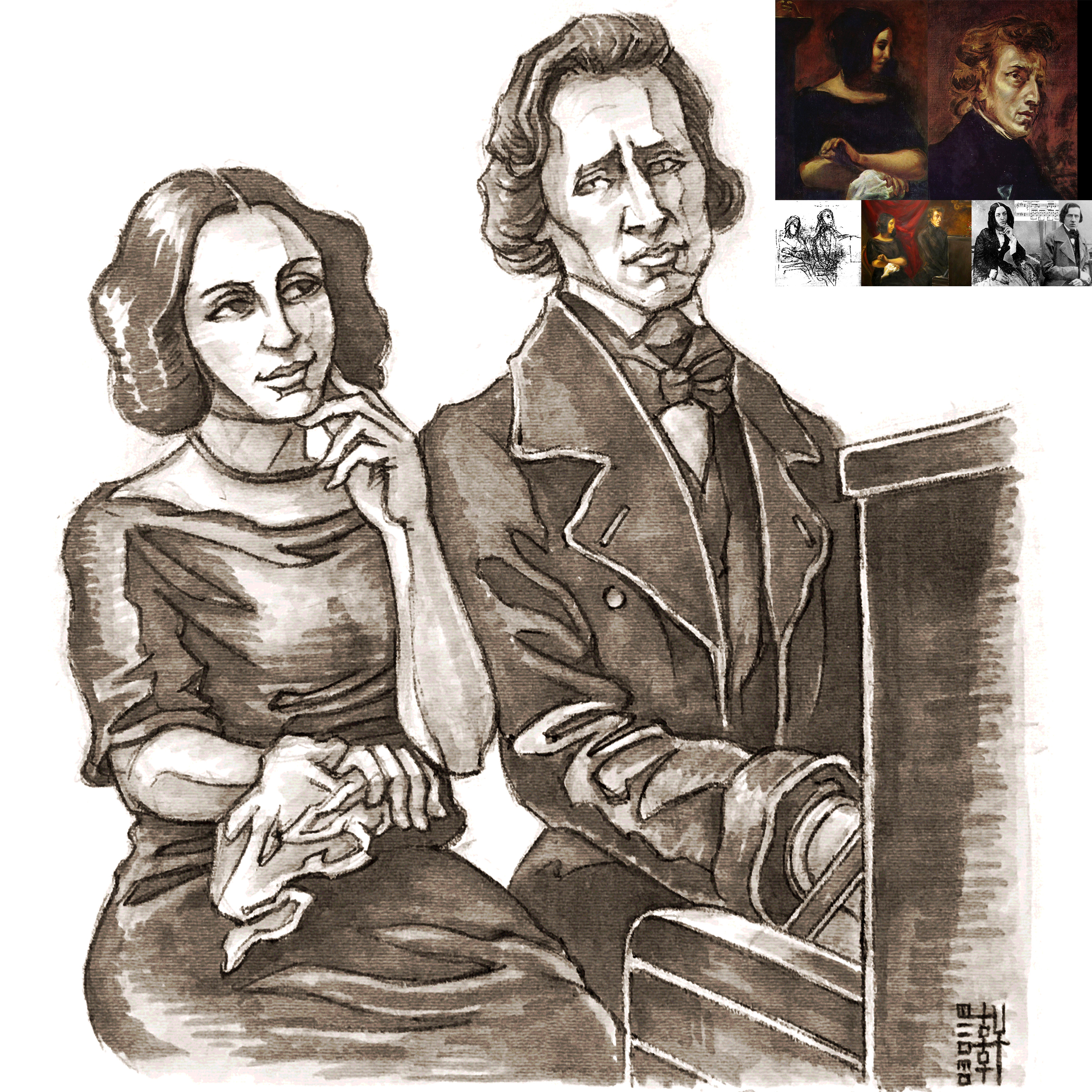 Day #15,162 - Chopin and Sand Sketch