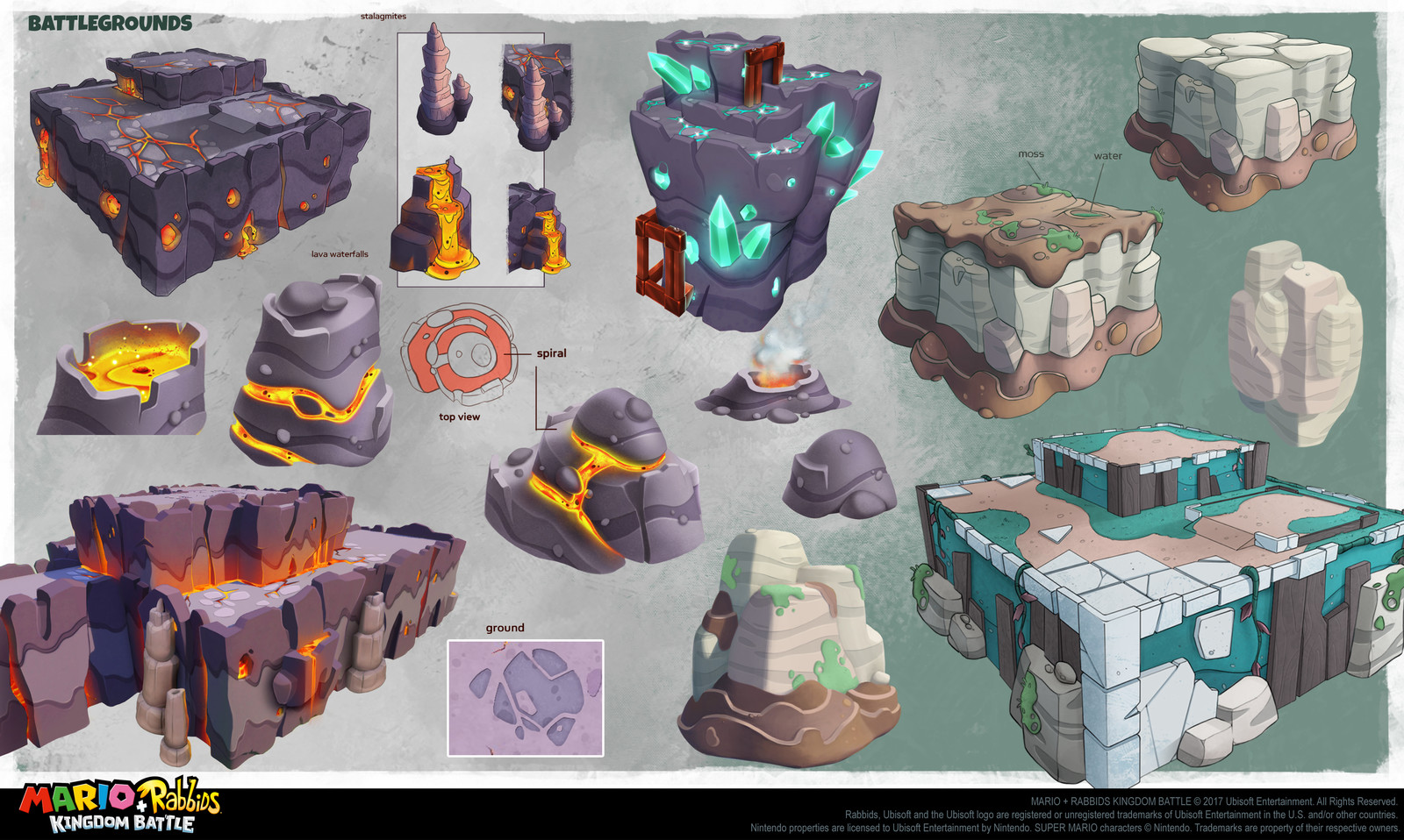Lava Pit and Spooky Trails battleground and props