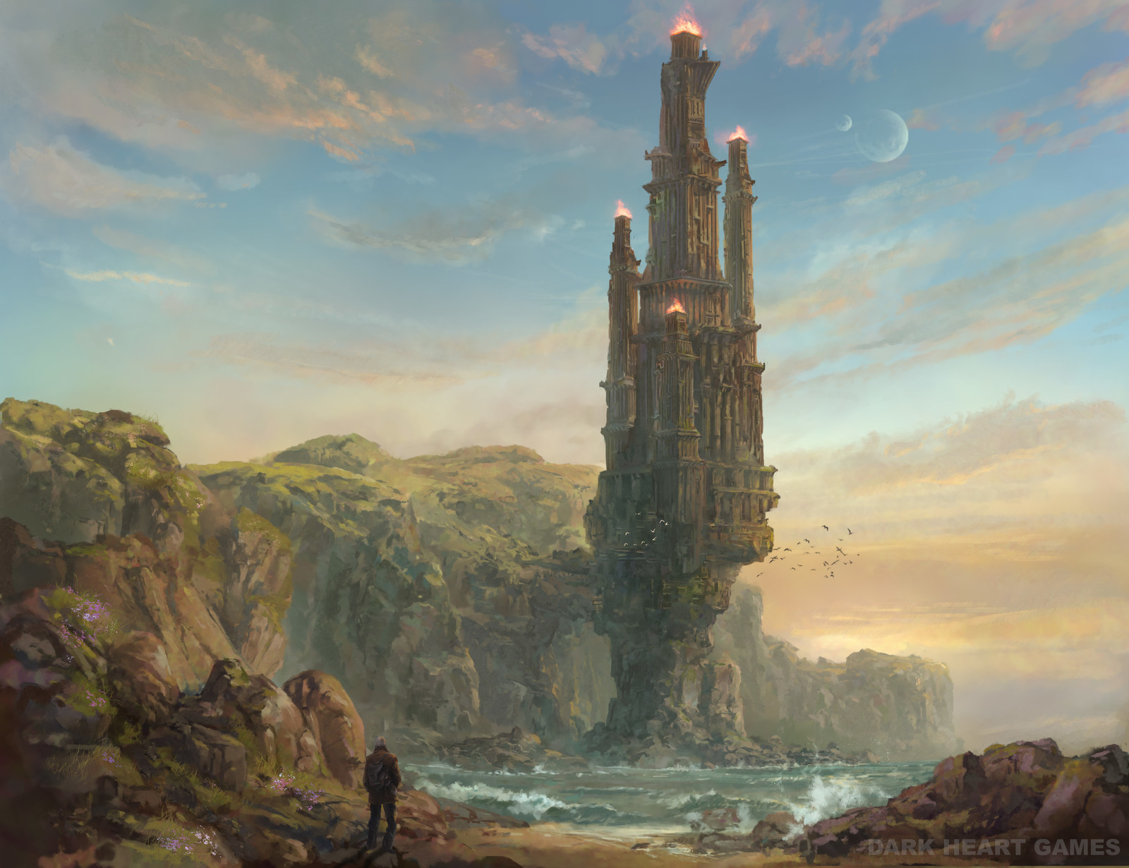 The Watcher - One of the largest buildings of Astra. Although the masonry has fallen into ruin, the four beacons still burn bright. 

