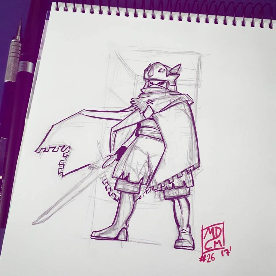 Process 01 from the drawing of the main protagonist of Hyper Light Drifter