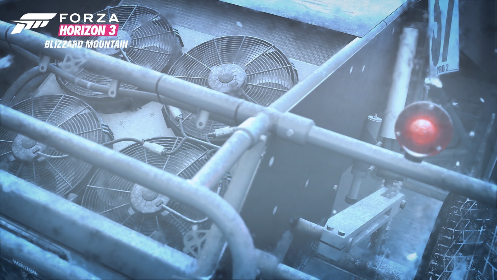 Dynamic material effects allow the snow and frost to build up on all our 500 cars in blizzard conditions
