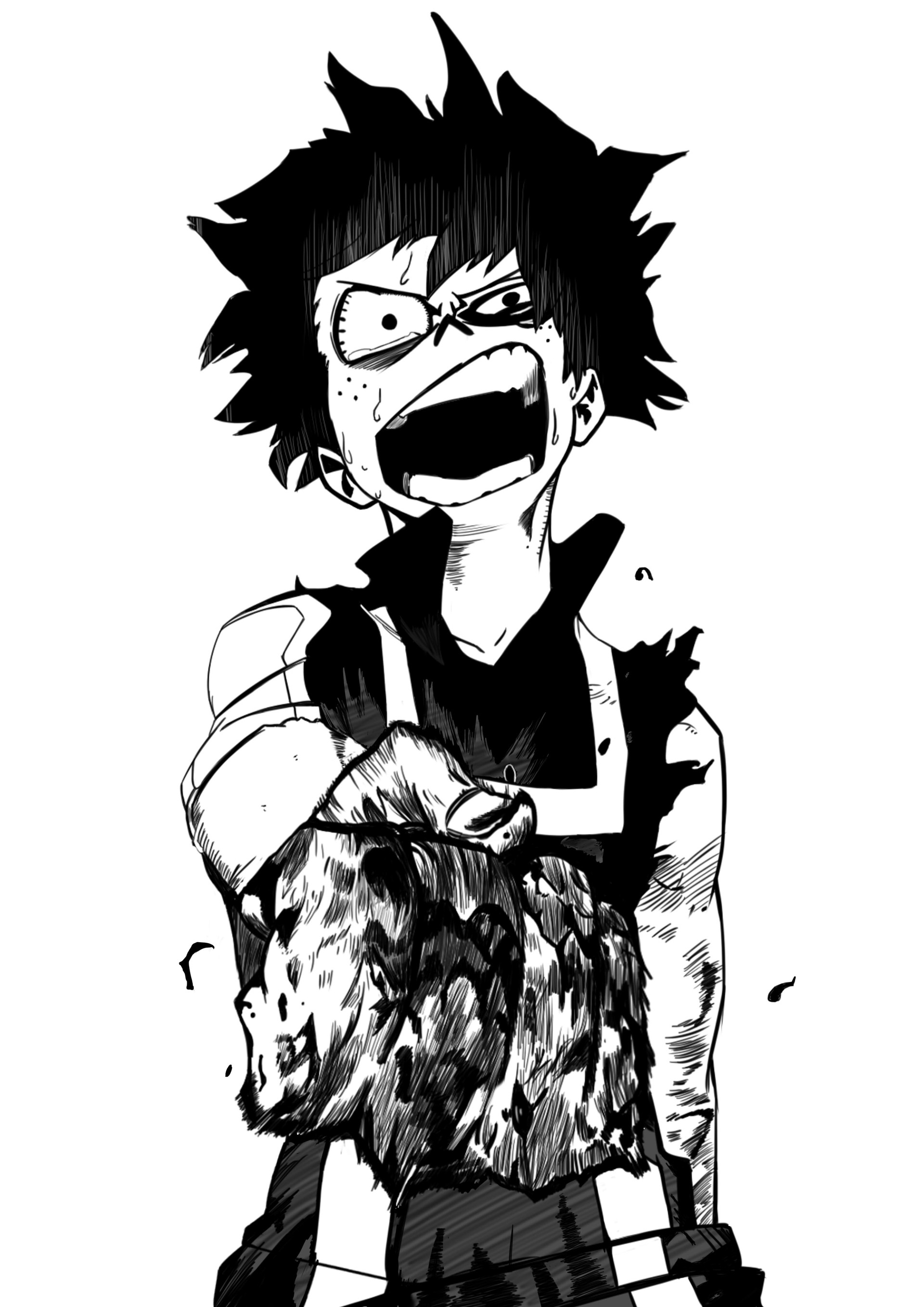 Deku Black And White Drawing - Asta Vs Deku | Black Clover! Amino - Freehand drawn black and white cartoon christmas holly.