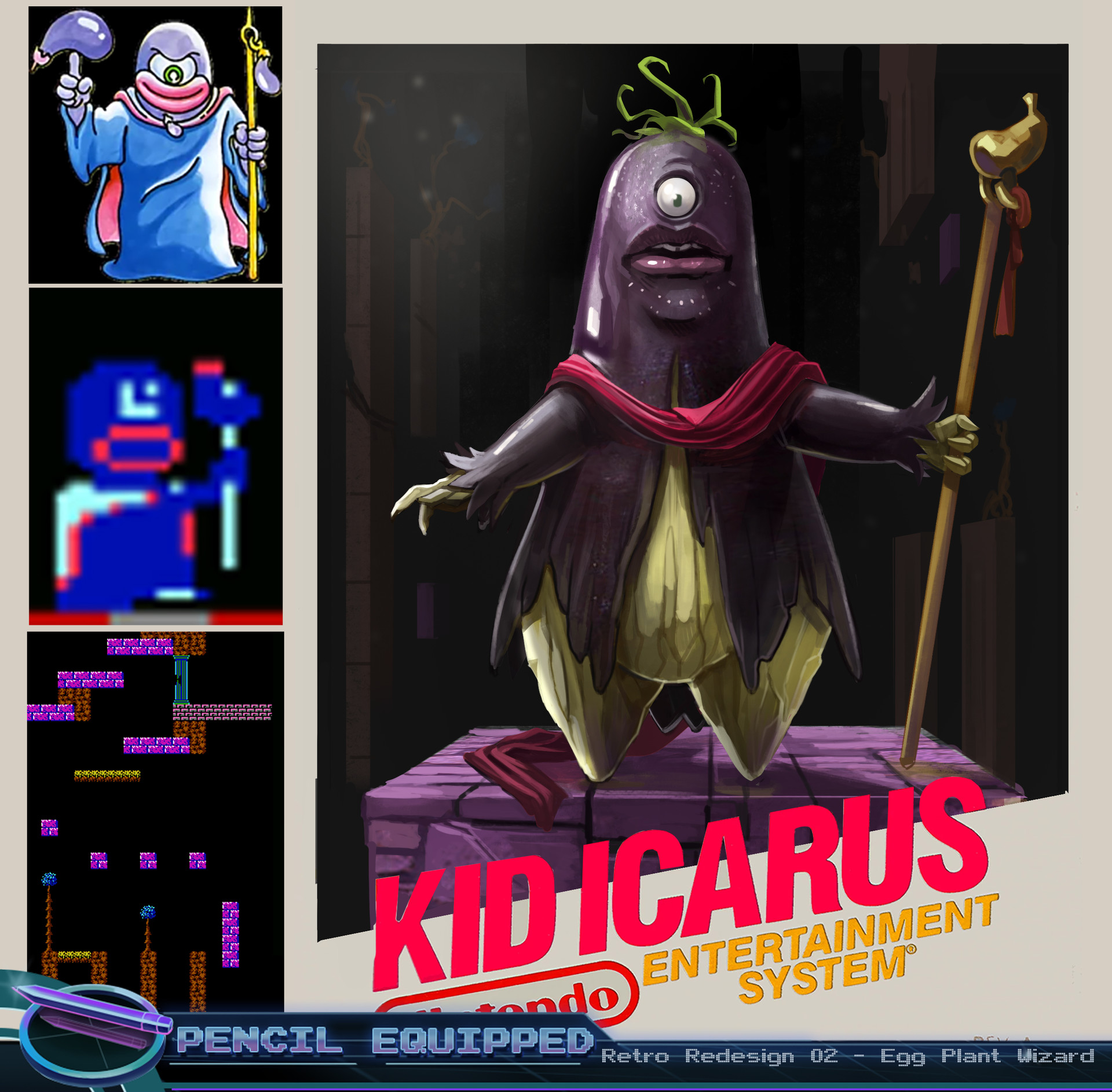 ArtStation Retro Redesign 02 Kid Icarus Eggplant Wizard