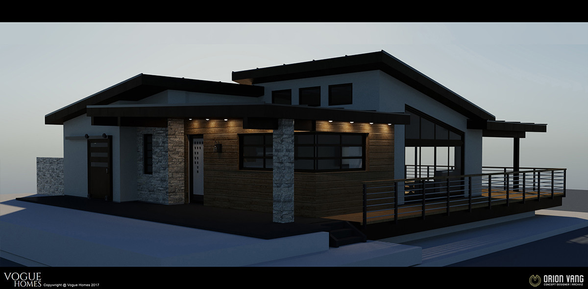 3D - Modern Guest House - Quarter View