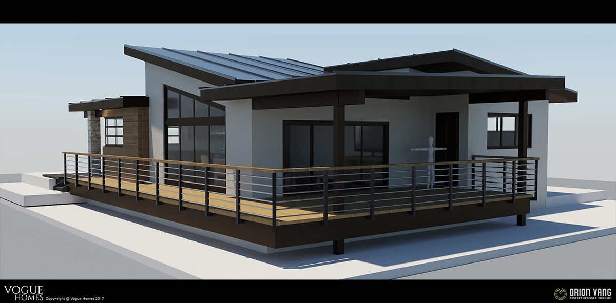 3D - Modern Guest House - Rear View